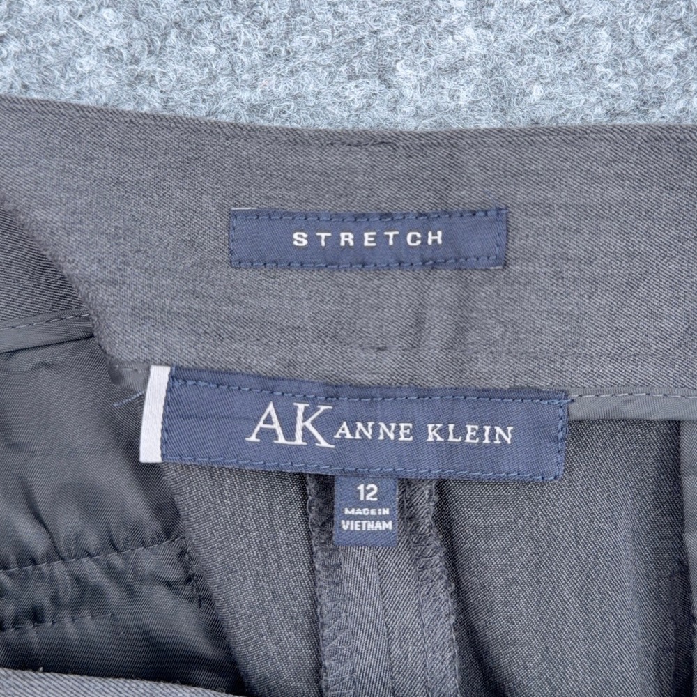 AK Anne Klein Dress Pants Women 12 Polyester Rayon Spandex Gray - Picture 3 of 8
